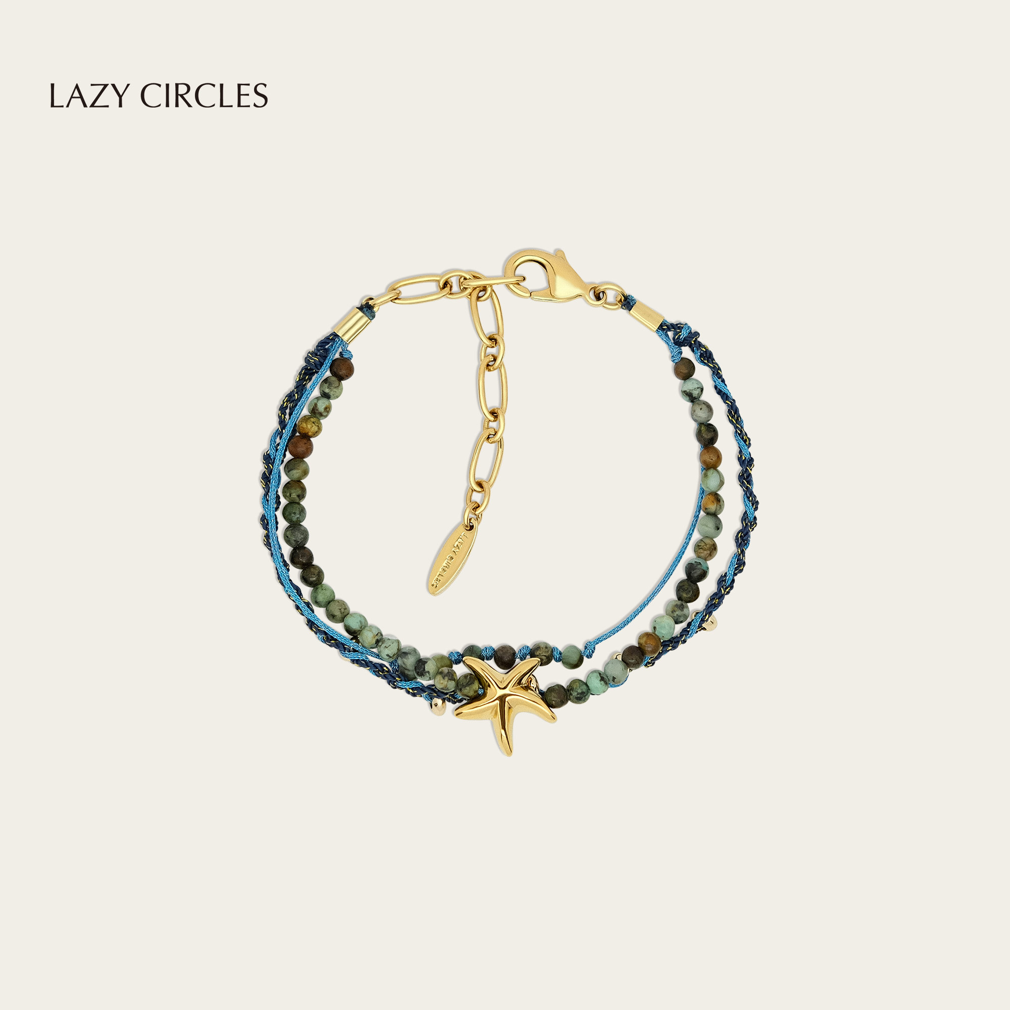 LAZY CIRCLES三色编织手链多层叠戴手工原创设计海星度假风首饰