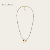 LAZY CIRCLES贝壳红玛瑙小马毛衣链女不规则串珠长款 吊坠项链