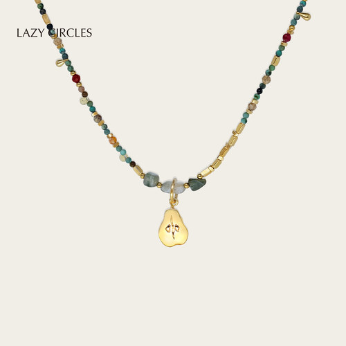 LAZYCIRCLES绿松金梨项链