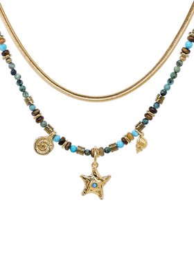 LAZYCIRCLES绿松石海星项链