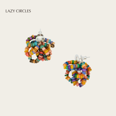 LAZY CIRCLES海贝耳环彩色贝壳串珠元气满满流苏度假风浪漫耳饰