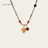 胡可推荐 LAZY CIRCLES红运松果黑碧玺项链女新年礼物开运毛衣链