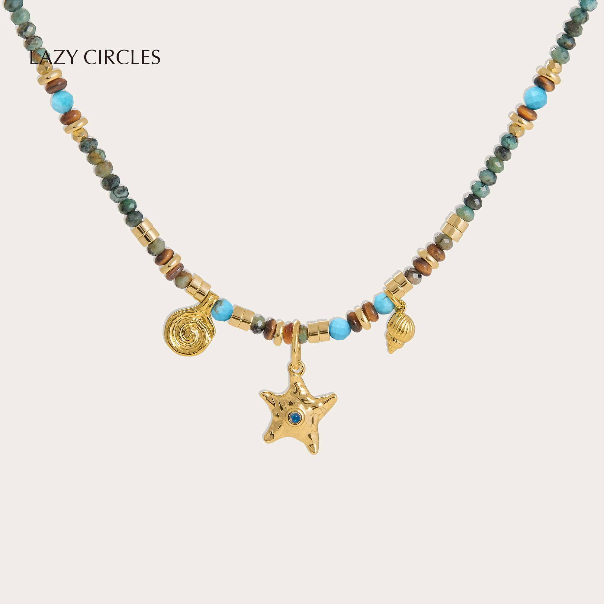 姜妍同款LAZY CIRCLES绿松石海星套组项链女轻奢海星颈链明星同款