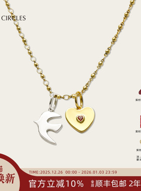 LAZYCIRCLES金色小鸟之心项链