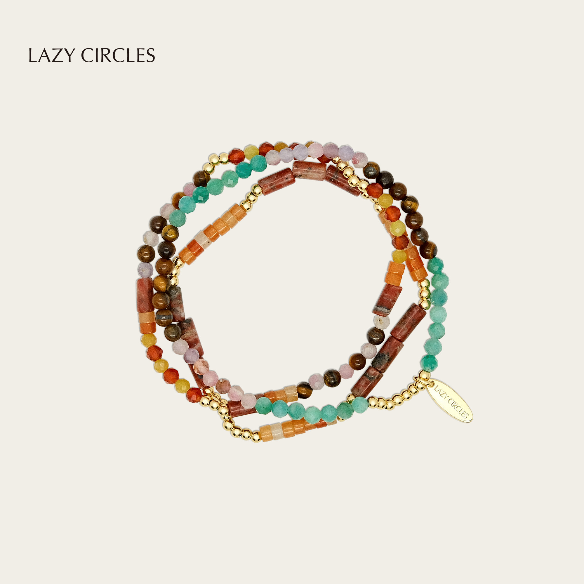LAZY CIRCLES多彩组合手链元气满满多巴胺彩色叠戴手链三条装图片