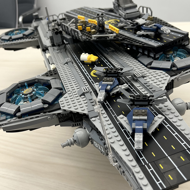 中国积木神盾局天空航母航空母舰战舰巨大型模型拼装玩具911拼图