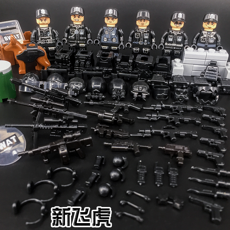 警察人仔军事拼装玩具儿童益智力