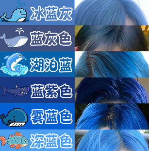 鸢尾蓝雾蓝色染发剂蓝黑雾霾蓝免漂斑蓝灰克莱因蓝冰蓝色系染发膏