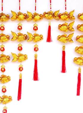 金色小金鱼串福袋喜庆挂件