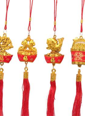 新年春节金色一桶金发财树挂件