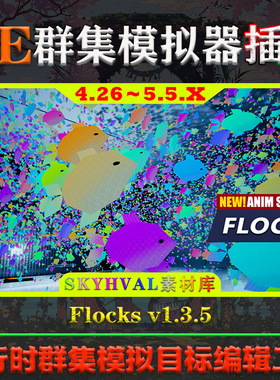 UE4.26-5.5.X虚幻插件 Flocks 运行时动态鸟群集模拟目标编辑工具