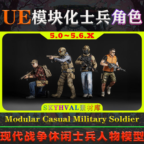 UE5虚幻5角色 Modular Casual Military Soldier 模块化士兵模型