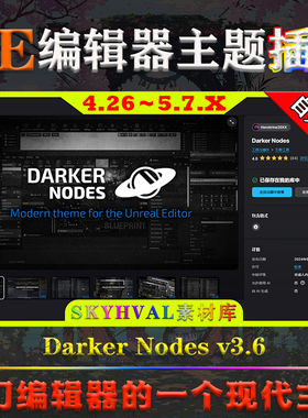 UE4.26～5.7虚幻插件 Darker Nodes V3.6 编辑器界面现代黑暗主题
