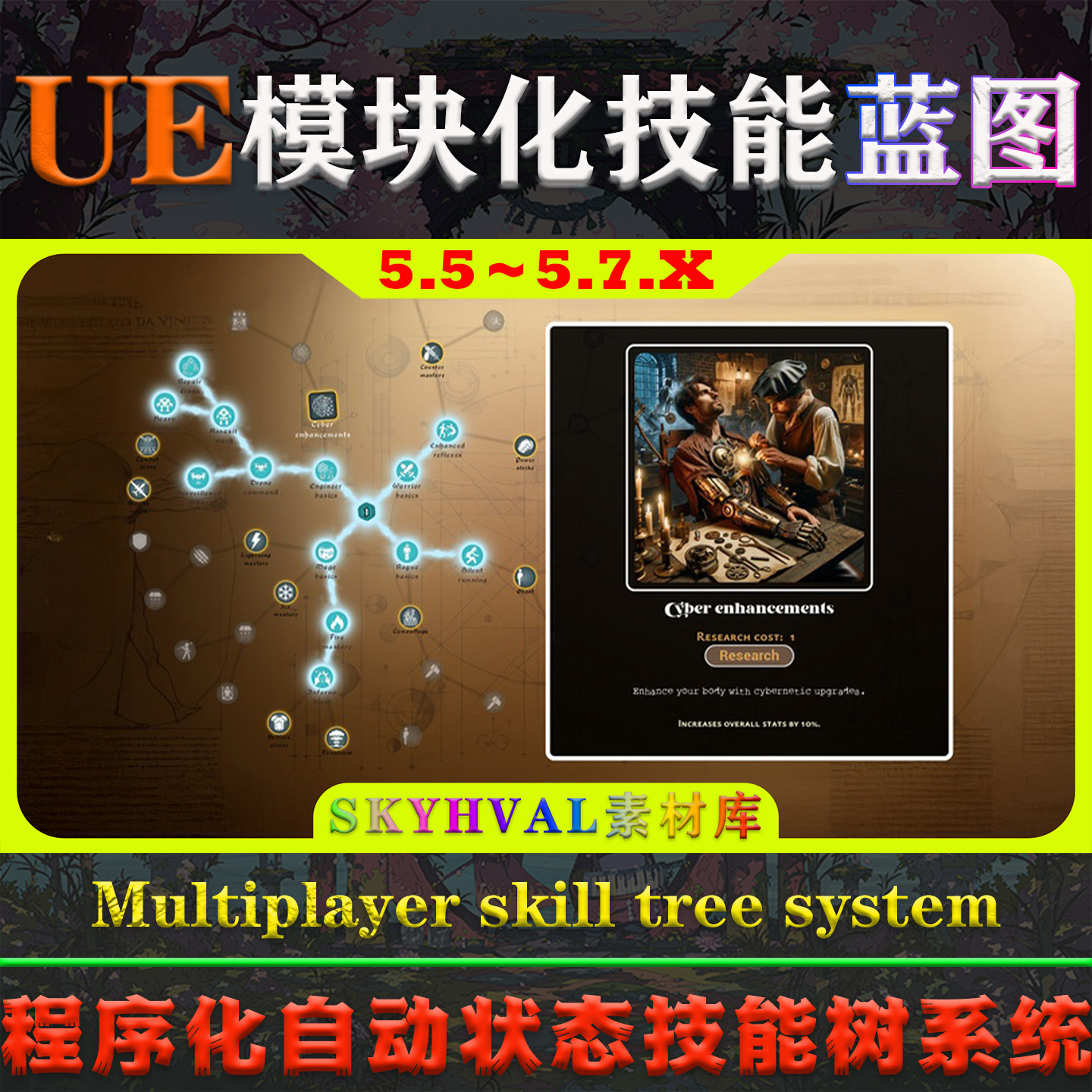 UE5.5-5.7.X虚幻蓝图 Multiplayer skill tree system 技能树系统