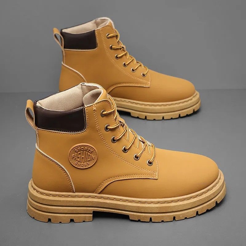 春秋季新款男鞋2026厚底马丁靴工装鞋时尚百搭增高大黄靴潮男