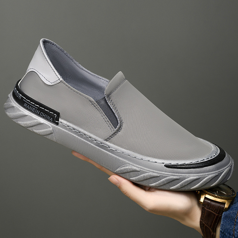 新款男士板鞋布鞋单鞋一脚蹬平底男鞋运动休闲鞋黑色工作鞋跑步