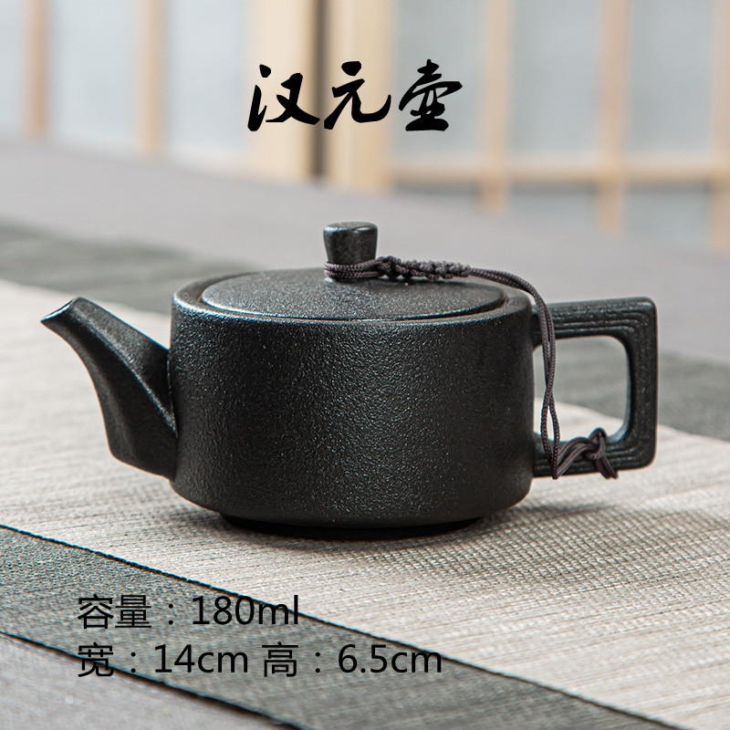 德化陶瓷简约便携粗陶水壶半手工泡茶壶办公家用功夫茶具黑陶单壶
