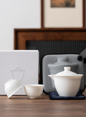 德化手工白瓷手抓壶盖碗陶瓷快客杯功夫茶具单个泡茶壶带盖过滤壶