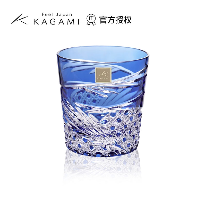 KAGAMI日本进口江户切子舞踊洛克杯水晶玻璃洋酒杯轻奢威士忌杯