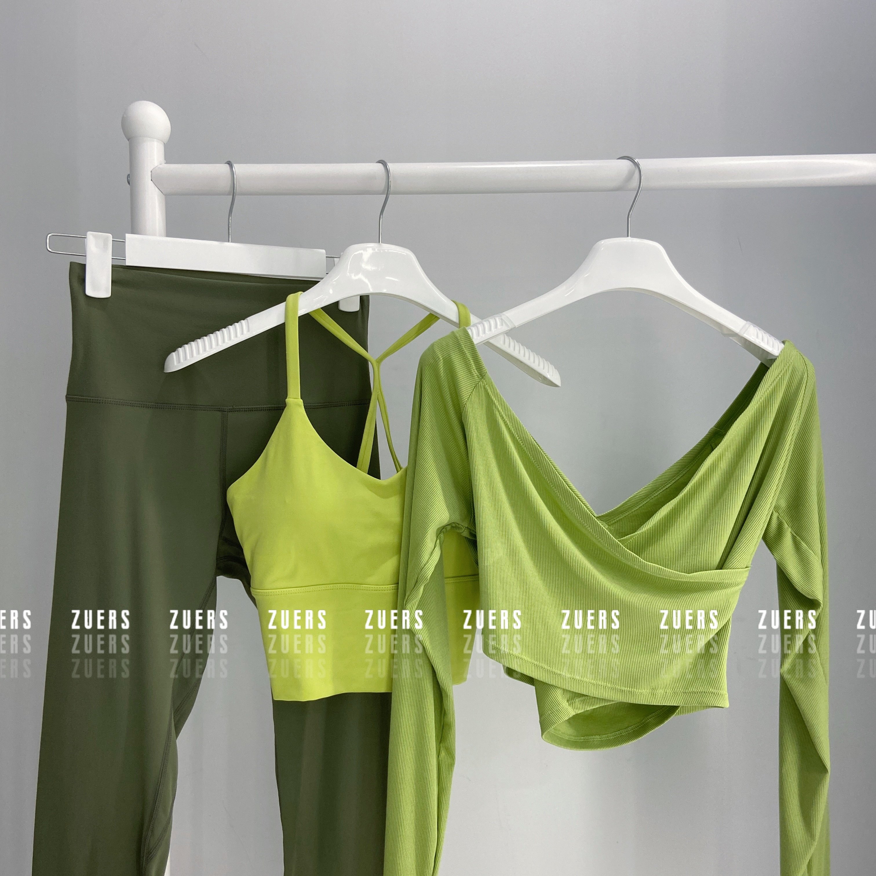 zuers瑜伽服女x前叉长袖仙女背运动内衣牛奶裸感九分瑜伽裤