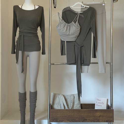 祖儿兔兔长袖绑带瑜伽服罩衫