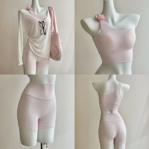 祖儿兔兔· 樱花甜粉色手工花隅吊带瑜伽服套装2607D15