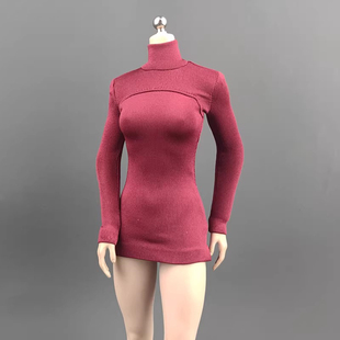 1/6女兵人 生化危机 艾达王高领针织包臀打底衫 长款修身裙 现货