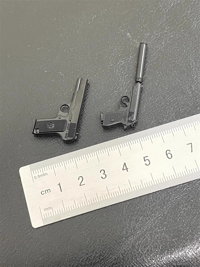 现货 1/6兵人詹姆斯邦德007特工配件合金手枪模型配消音器手办模