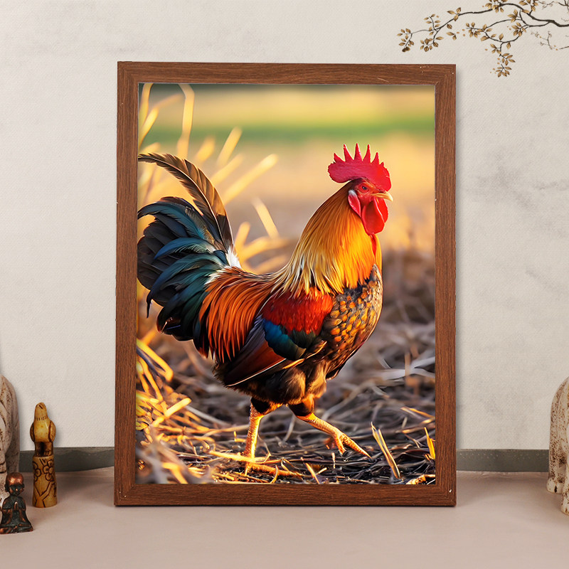 大公鸡摆件镇宅雄鸡招财聚财相框挂画金鸡报晓喜庆玄关富贵摆台画,家居饰品,国画,淘宝优惠券,粉丝福利购,淘宝优惠卷