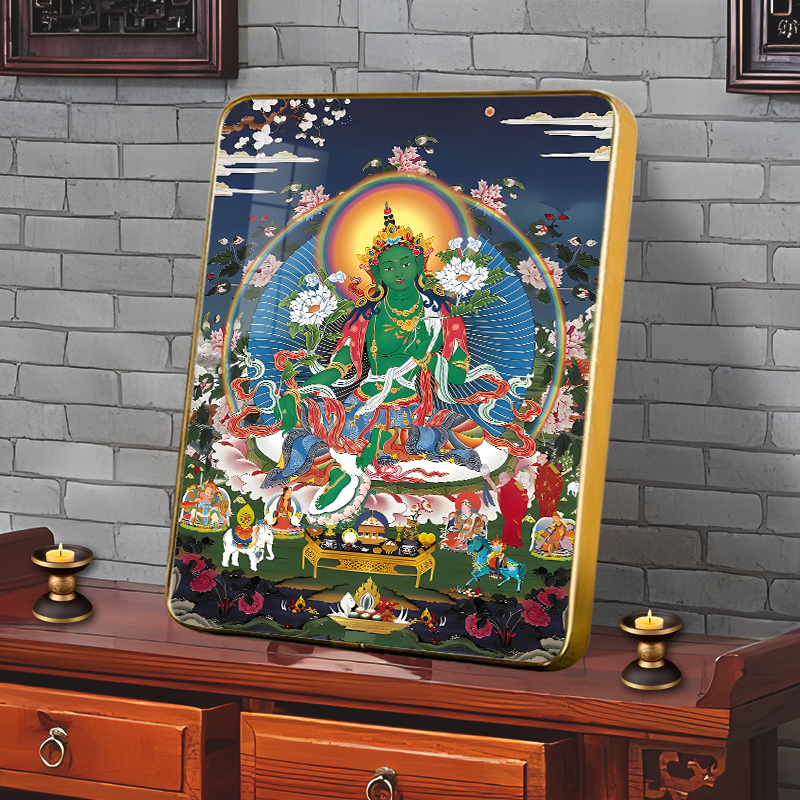 ”绿度母“佛像画像挂画唐卡结缘