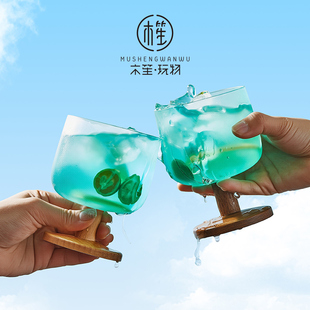 木笙玩物轻奢果冻红酒杯高档家用玻璃气泡鸡尾酒香槟高脚水晶杯子