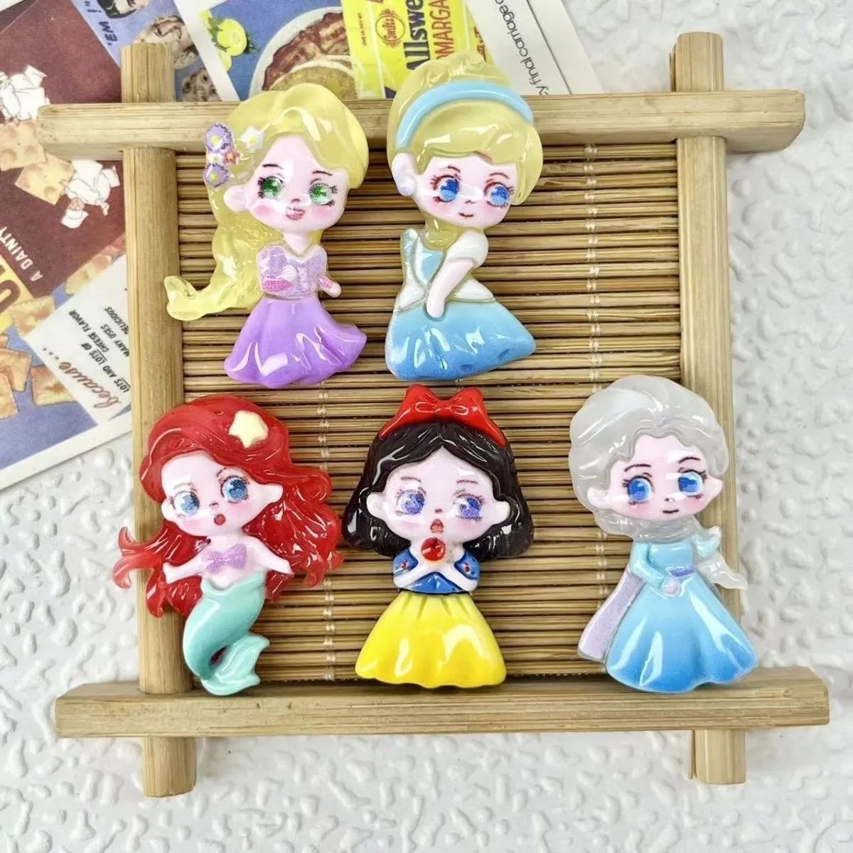 亮面小号卡通艾莎公主树脂贴片DIY发夹材料奶油胶配件