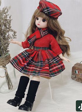 萌娃30厘米巴比娃娃小公主套装3D眼22关节bjd6分网红女孩玩具儿童