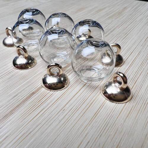空心透明玻璃球手工diy配件五角星流沙亮片挂饰吊孔DIY胎发纪念品