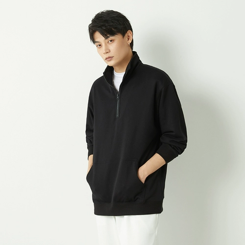 Свитшот, осенняя куртка с молнией, воротник поло, в американском стиле, на молнии