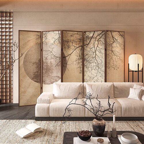 新中式宋代美学屏风隔断装饰背景