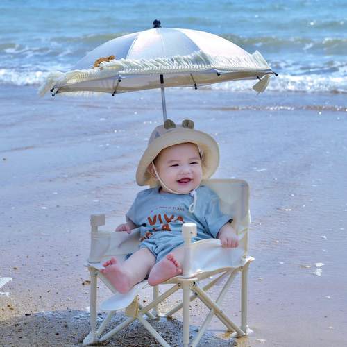 儿童餐椅宝宝婴儿沙滩椅小月龄遮阳户外折叠椅露营海边便携拍照