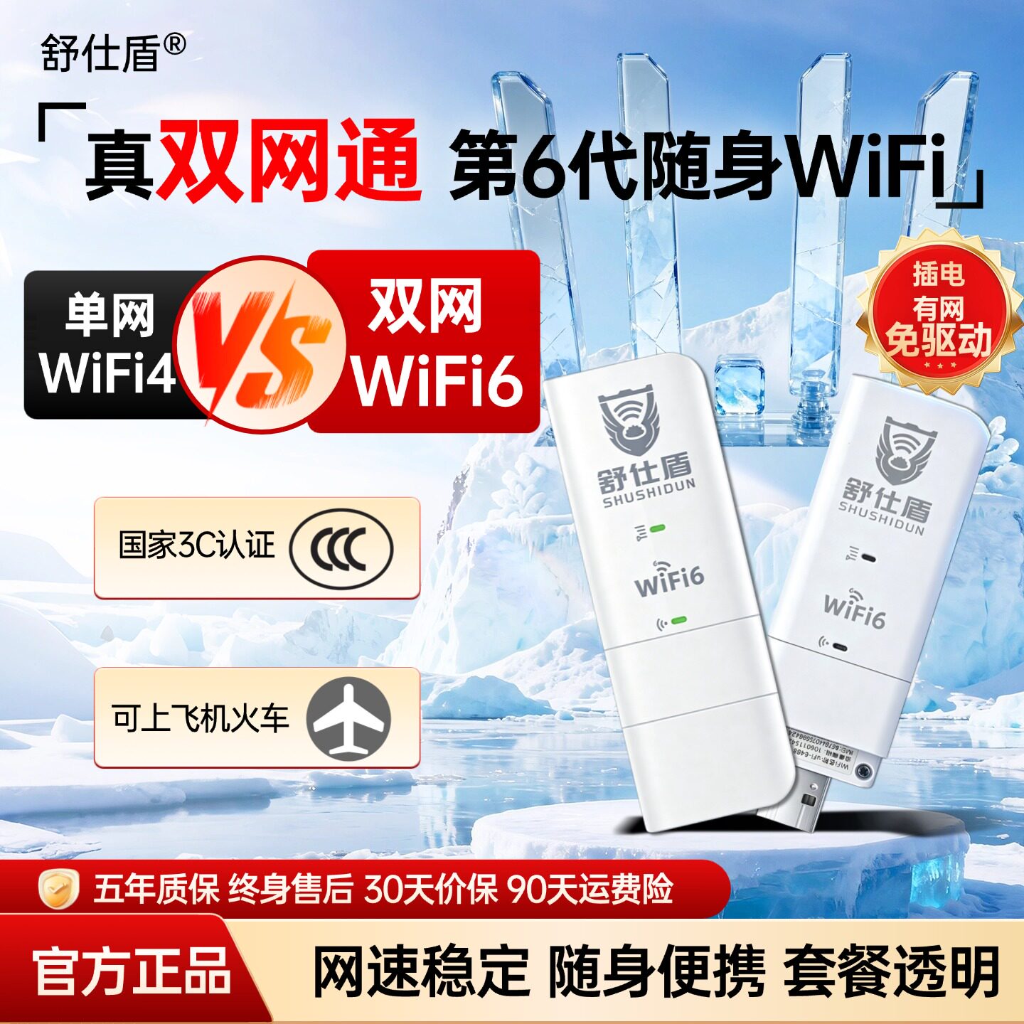 2026舒仕盾随身WIFI双网无线上网卡纯流量便携式wifi免插卡全国通用热点手机车载路由器上网宝网络4G宿舍租房
