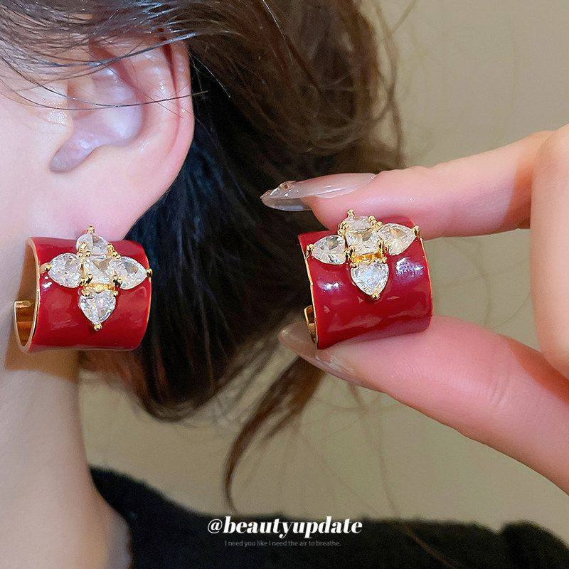 真金电镀银针滴油锆石花朵C形耳钉小众高级感耳环轻奢气质耳饰女,饰品/流行首饰/时尚饰品新,耳钉,淘宝优惠券,粉丝福利购,淘宝优惠卷