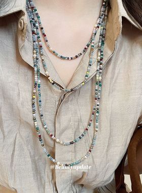 民族风水晶串珠叠带项链波西米亚