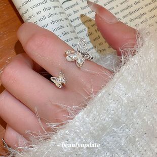 韩系ins锆石蝴蝶开口戒指优雅小众气质百搭食指戒轻奢高级感手饰
