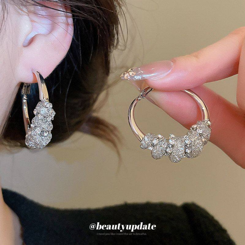 银针镶钻圆形缠绕耳圈耳环个性冷淡风气质耳钉轻奢高级感耳饰平价,饰品/流行首饰/时尚饰品新,耳环,淘宝优惠券,粉丝福利购,淘宝优惠卷