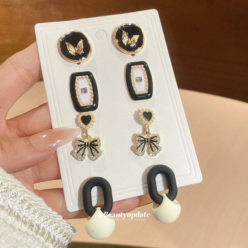 银针镶钻滴油珍珠耳钉套装复古优雅气质百搭耳环设计感小众耳饰女,饰品/流行首饰/时尚饰品新,耳钉,淘宝优惠券,粉丝福利购,淘宝优惠卷