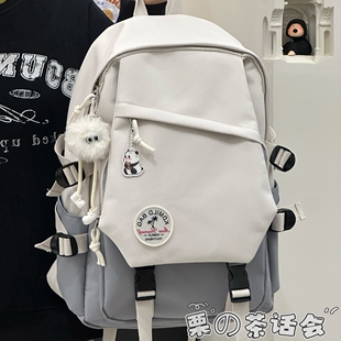 学院风书包ins小众不撞款大容量双肩包初中女生小学生撞色背包男