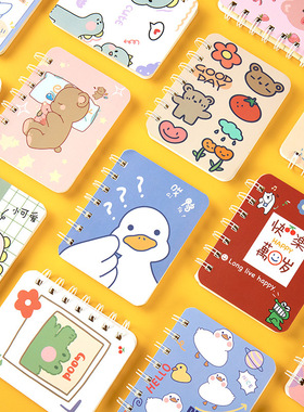 记事本可爱卡通高颜值A7侧翻线圈本学生小本子迷你笔记本便携办公