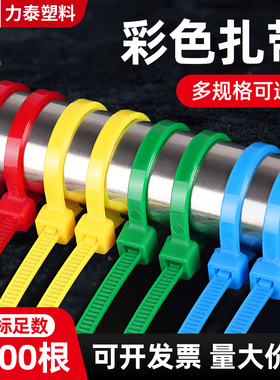 彩色尼龙扎带红黄绿蓝塑料卡扣固定收纳束线扎线带整理捆绑勒死狗