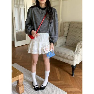 thMorning早秋新款撞色拼接圆领