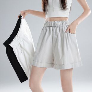 洗水棉冰丝短裤女2026夏新款宽松薄款显瘦高腰a字阔腿五分休闲裤