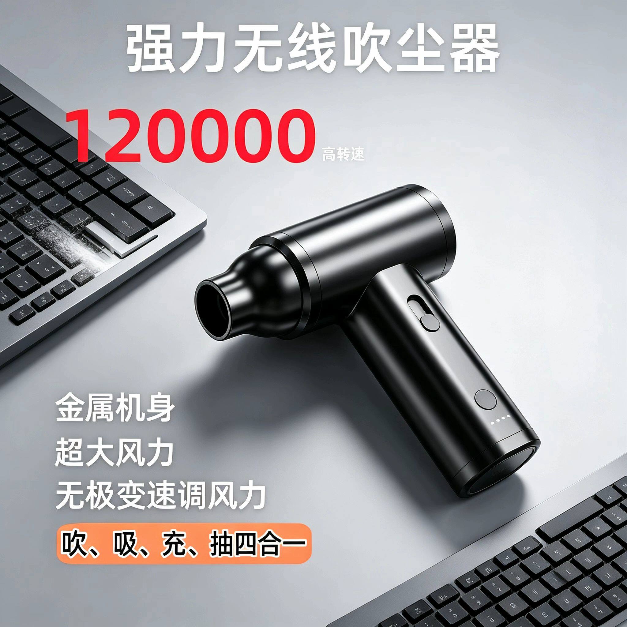 12万高转速暴力暴风枪车家两用无线吸尘器桌面缝隙多功能清灰神器
