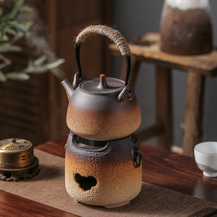 冬天围炉煮茶炭火炉煮茶壶可干 干烧专用全套陶壶明火碳火烤茶烧